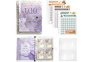 Airniese Classeur de défi 100 enveloppes pour économiser de l'argent, nouveau budget avec enveloppes de monnaie, livre de déf