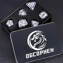 OGCOPHEN Metal DND Sci-fi Dice Set 7PCS Stripe