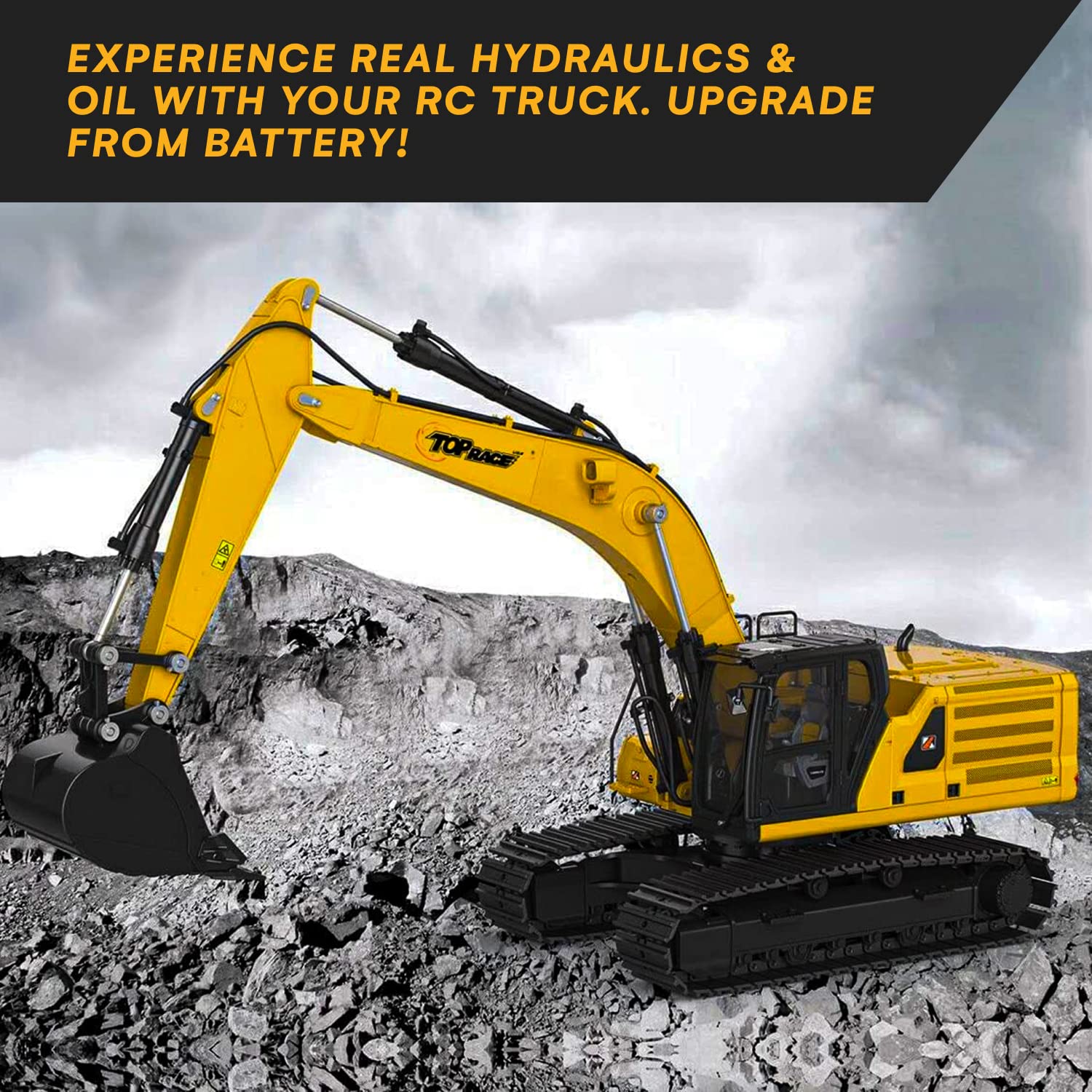 Top Race Hobby Grade Remote Control Hydraulic Excavator, All Included Battery, Hydraulic Oil, Transmitter, Ready to Run 1:14 Scale TR-311