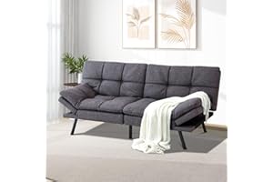 MUUEGM Futon Sofa Bed Convertible Futon Couch Bed Memory Foam Futon Sofa Sleeper,Adjustable Armrest&Backrest Full Size Futon Lounge Couch for Office Apartment Living Room,Grey