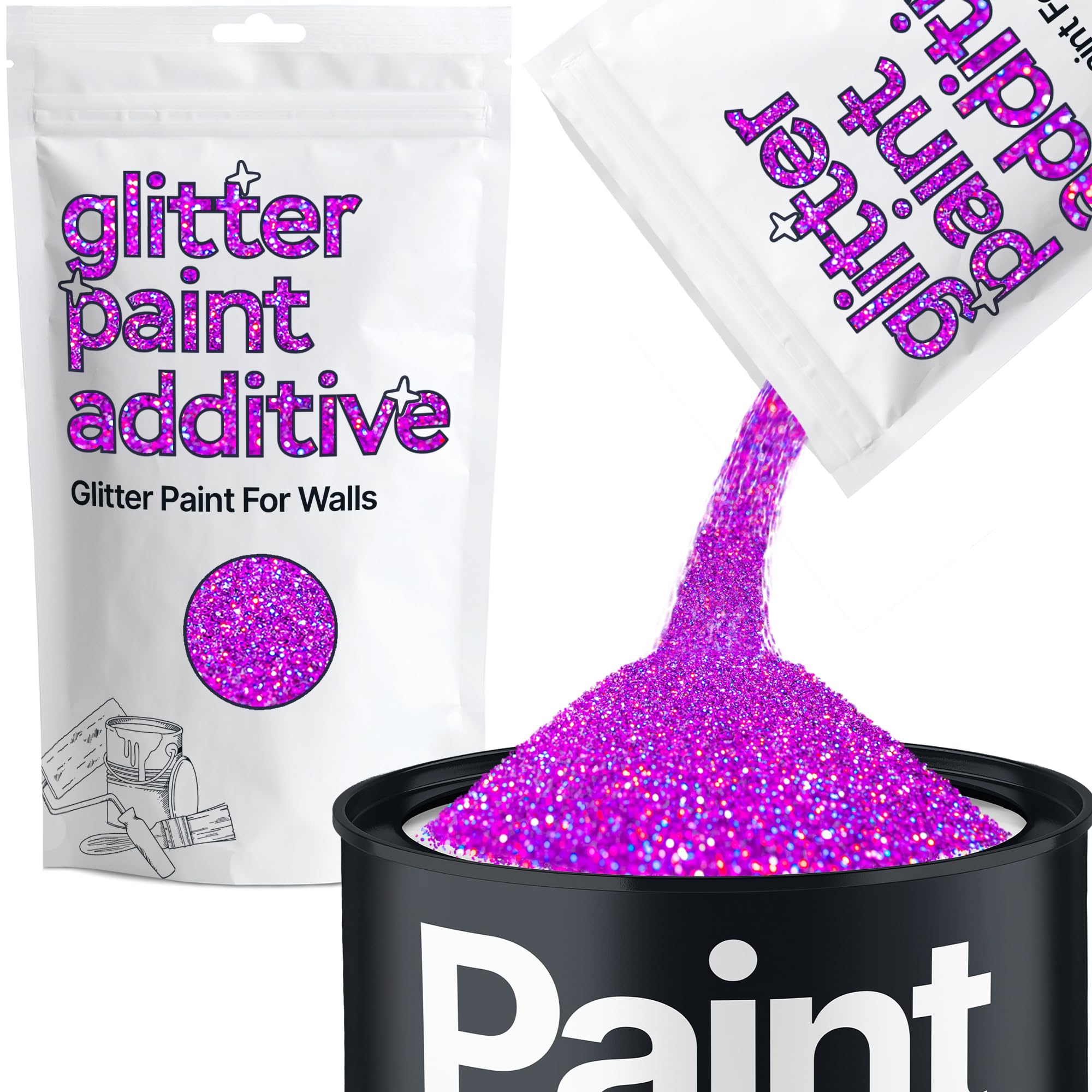 Purple Holographic Glitter Paint Additive 100g for Adding Sparkle to Paints & Varnish | Paint Walls Sparkly Add to Emulsion, Acrylic or Lacquer Indoor | Hemway