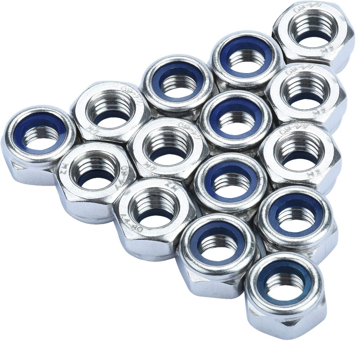 15 Pcs M5 Lock Nuts 5mm Nylon Insert 316 Stainless Steel Metric Hex