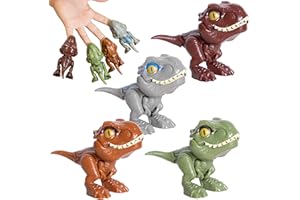 BERRY PRESIDENT Biting Fingers Dinosaurs Puppets, Jurassic World Dinosaur Toys, Dinosaurs Action Figures Collectibles for 3 4 5 6 7 8 Boys Kids (Set of 4)