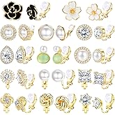 NEWITIN 16 Pairs Clip On Earrings for Women Cute Earring Charming Fashion Dangle Drop Earring Non Piercing Clip on Dangle Earrings for Women