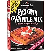 Classique Fare Belgian Waffle Mix - Makes Light and Crisp Waffles, Pancakes, Muffins &amp; Crepes - Works with Waffle Maker - Fast and Fresh Breakfast Foods - 16 Oz Box