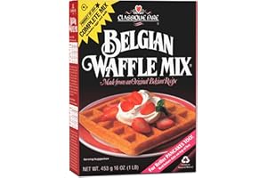 Classique Fare Belgian Waffle Mix - Makes Light and Crisp Waffles, Pancakes, Muffins & Crepes - Works with Waffle Maker - Fast and Fresh Breakfast Foods - 16 Oz Box