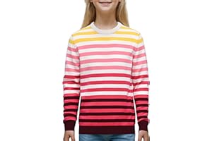 JSTEX Girls Sweaters Cotton Striped Knit Sweater Long Sleeve Crew Neck Kids Pullover Sweater for Girl Size 6-12