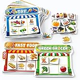 Coogam Fridge Magnets Sorting Toys, Fine Motor Montessori Magnetic Matching Game, Food Pets Grocery Furniture Toy Playset, Ed