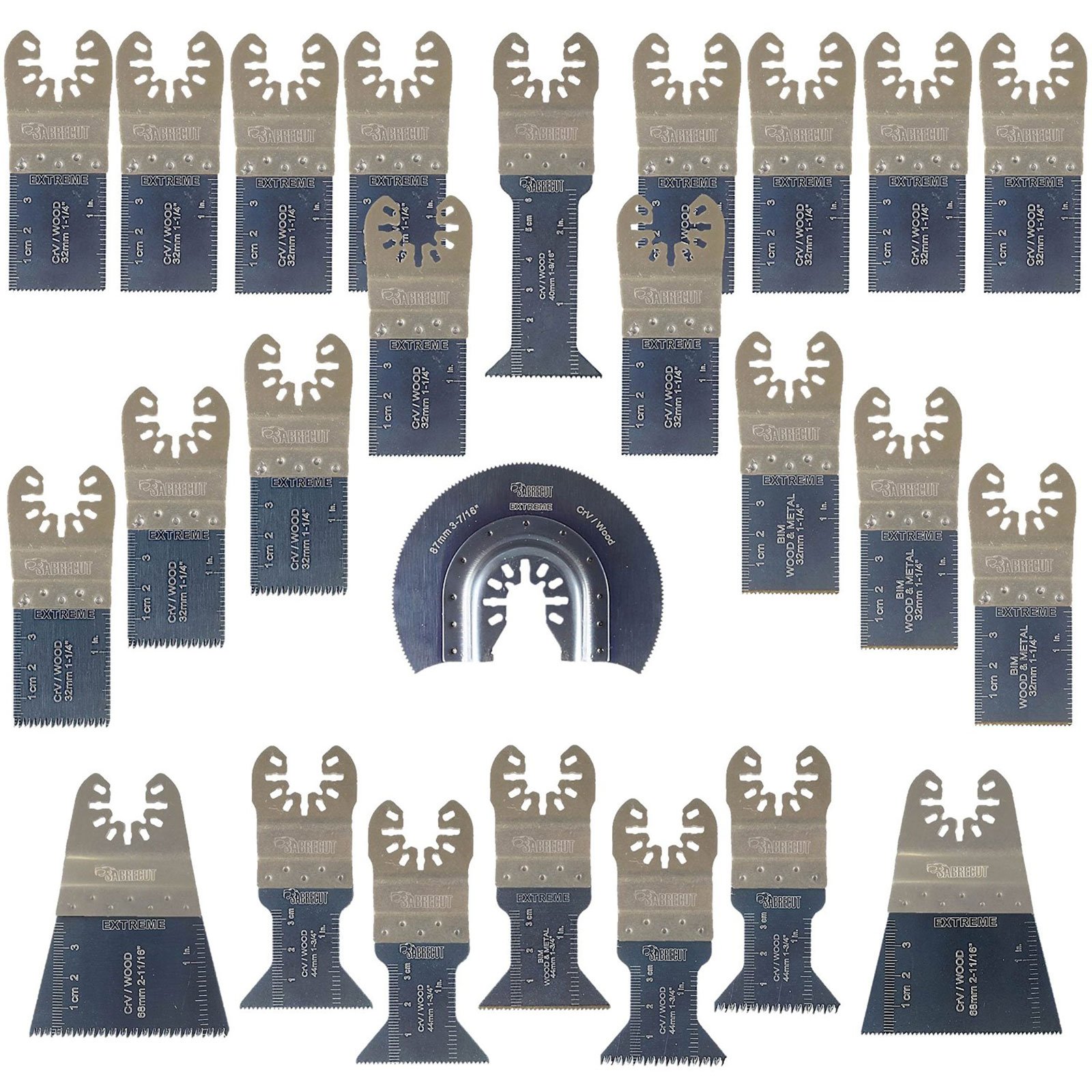 25 x SabreCut SPK25A Fast Fit Mix Blades Compatible with Dewalt Stanley Black and Decker Bosch Fein (Non-StarLock) Makita Milwaukee Parkside Ryobi Worx Workzone Multitool Multi Tool Accessories