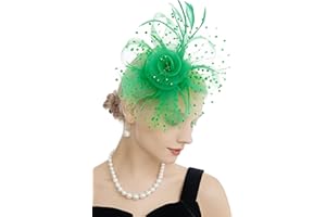 Myjoyday Women's Fascinators, Feathers Tea Party Hat, Veil Headband with Hair Clip for Cocktail Church