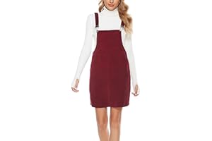 Yeokou Womens Casual Corduroy Bib Knee Length Overalls Pinafore Midi Dress Jumpsuit