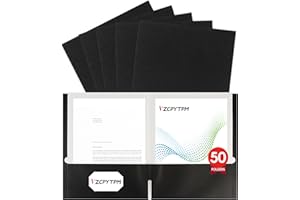 VZCPYTPM 50 Packs Black Two Pocket Folders,File Folder Letter Size,8.5x11Inches File Folders for Office,School and Home,Organizer File Folder