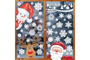 MISS FANTASY Christmas Decorations - Christmas Window Clings Decorations Stickers Indoor - Snowflakes Window Clings Decor for Home Office Classroom