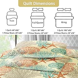 Tritard 3 Piece Coastal Quilt Sets Full/Queen Size