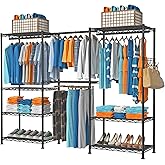 VyGrow Clothes Rack Heavy Duty Clothing Rack Clothing Racks for Hanging Clothes, Garment Rack with 4 Hang Rods & 7 Shelves, A