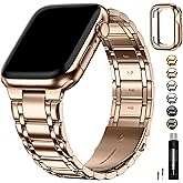 Fullmosa Bands Compatible with Apple Watch Band 41mm 40mm 38mm 46mm 49mm 45mm 44mm 42mm, Stainless Steel iWatch Band with Case for Apple Watch Series 11 10 9 8 7 6 5 4 3 2 1 SE3/2/1 Ultra3/2/1, 38mm 40mm 41mm, Rose Gold