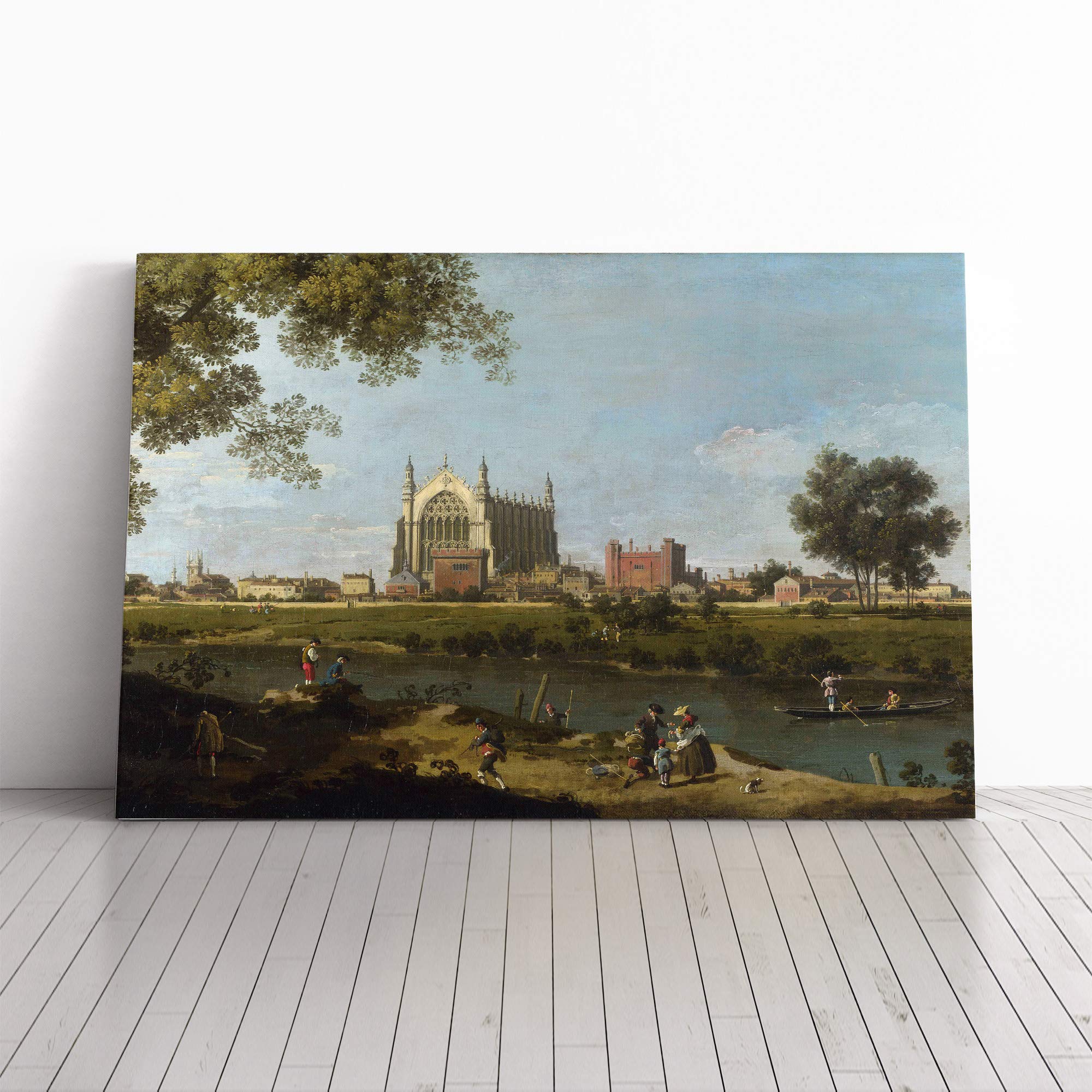 Giovanni Canaletto Eton College Canvas Print | Gallery Wrapped 30mm Frame Wall Art | 20x14 inches | Ready to Hang | Modern Picture | Living Room Bedroom Lounge Office