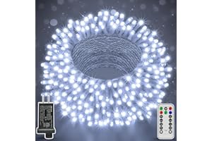 SHINESHINE Christmas Lights 197 FT 600 LED, Waterproof Outdoor String Lights with Remote and Timer, White Christmas Tree Lights with 8 Modes Dimmable, Fairy Lights Plug in for Wedding Holiday Christmas Decor