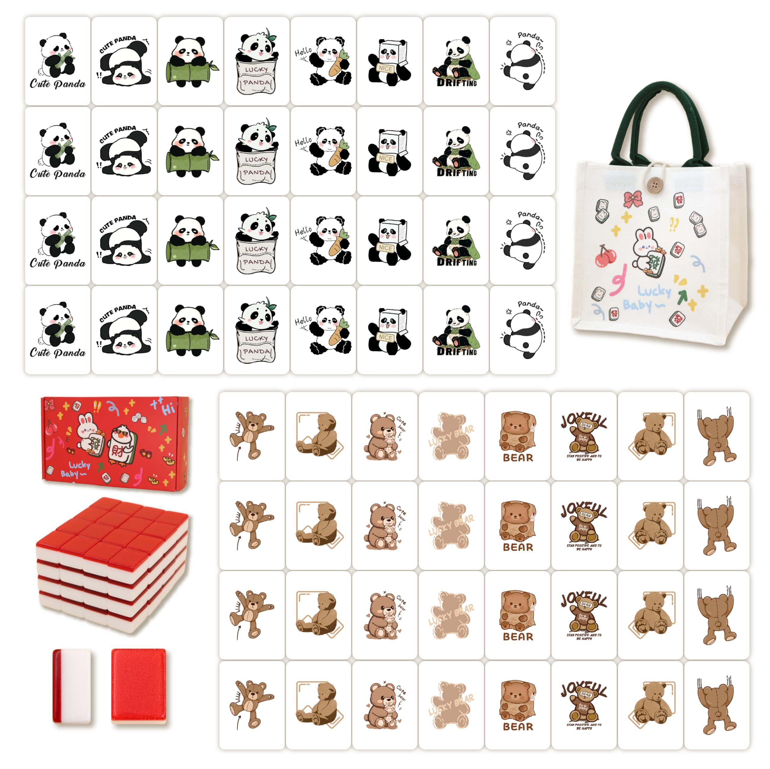 Photo 1 of (used)(incomplete) Gueiddi Mahjong Block Set, 65 pcs vita Mahjong Game Set with Handbag, Portable Travel Mahjong Set