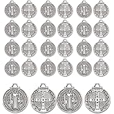 YionZian 90Pcs 2 Styles Alloy Jesus Cross Saint Benedict Medal Charms Pendants For Jewelry Making DIY Religious Gifts Rosary Beads Necklace Bracelet