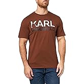 Karl Lagerfeld Mens Crewneck Short Sleeve Graphic Design Relaxed Fit T-Shirt