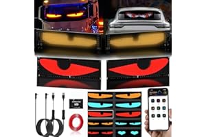 YOUBISON 2PCS 3"x7" Devil Eyes Light Sign for Cars, Led Eyes Animated for Car Truck Windshield, DIY Dynamic Programmable Led Windshield Eyes with App Control for Windows of Cars SUVs Small Medium Trucks