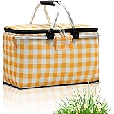 DZHPSRSZ Insulated Collapsible Picnic Basket - 18.5L Small Basket with Sturdy Handle for 2 People - Ideal for Shopping, Traveling, Camping