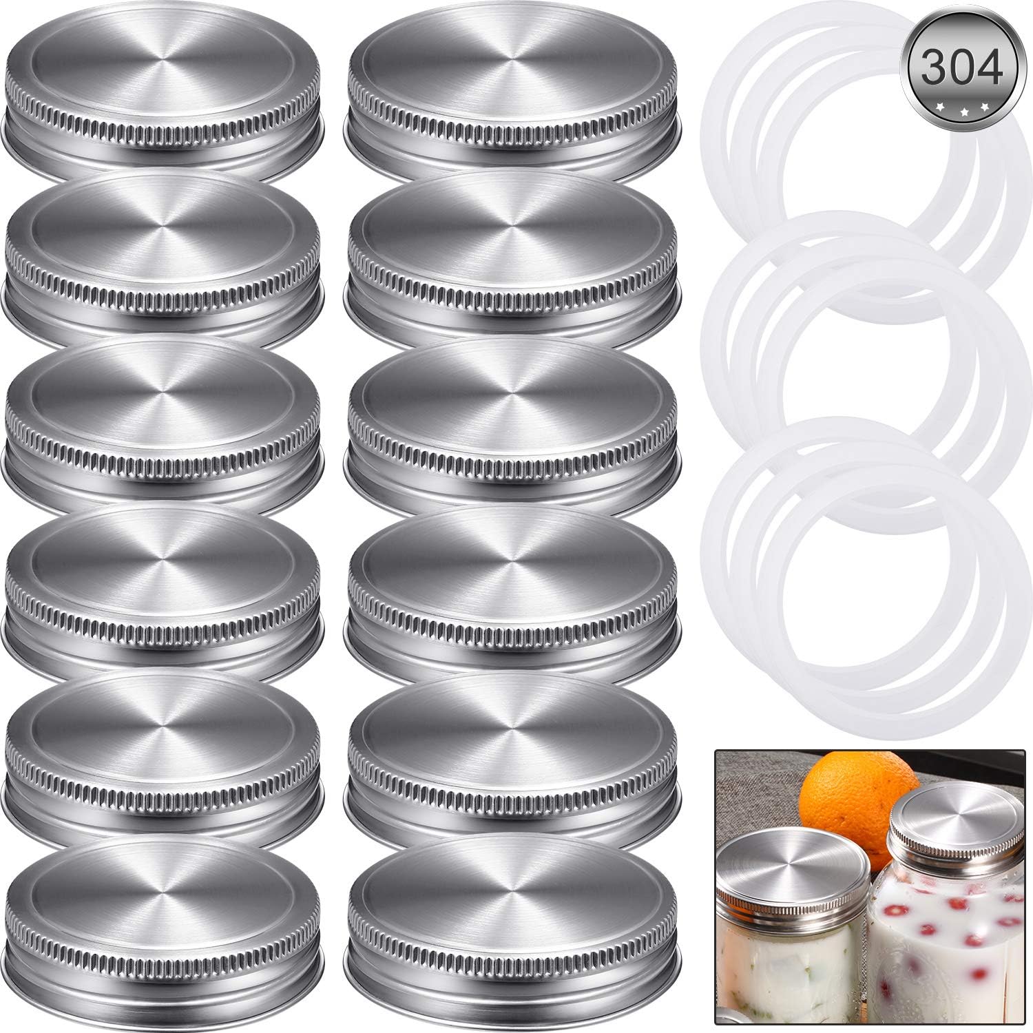 12 Pieces Wide and Regular Stainless Steel Mason Jar Lids Colored Flat Screwtop