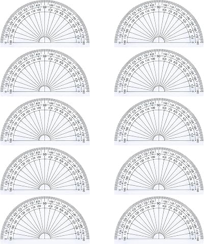 Outus Plastic Protractor 180 Degrees 4 Inch Clear Pack of 10