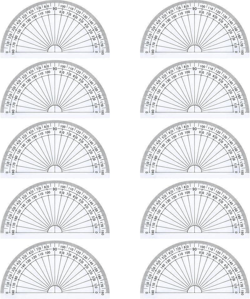 Outus Plastic Protractor 180 Degrees 4 Inch Clear Pack of 10