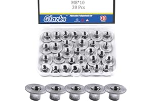Glarks 30pcs M8 x 10mm Round Base Weld Tee Nut, Carbon Steel Through Hole Tee Nut, Flange Insert Female Thread T-Nuts for Har