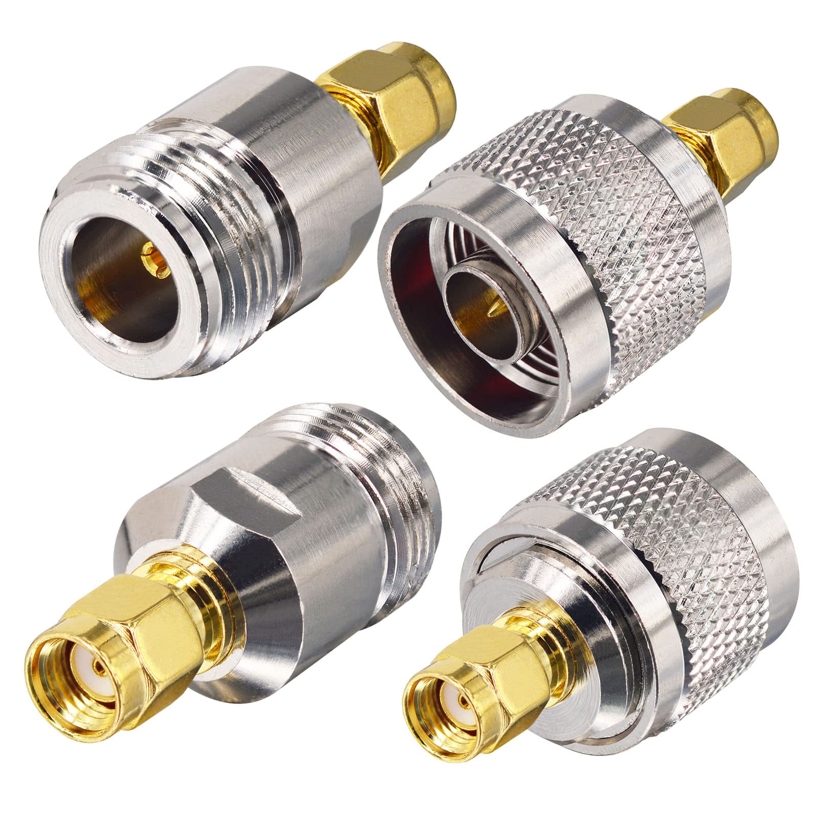 Boobrie N Male to RP SMA Male Connector N Female to RP SMA Male Connector 4PCS N to RP-SMA Male Connector Kit RP-SMA to N Type for WiFi Antenna CB Radio Antenna Broadcast Transmitter Netgear TP-Link