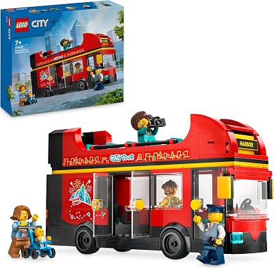 LEGO City Red Double-Decker Sightseeing Bus Toy 60407 with 5 Minifigures