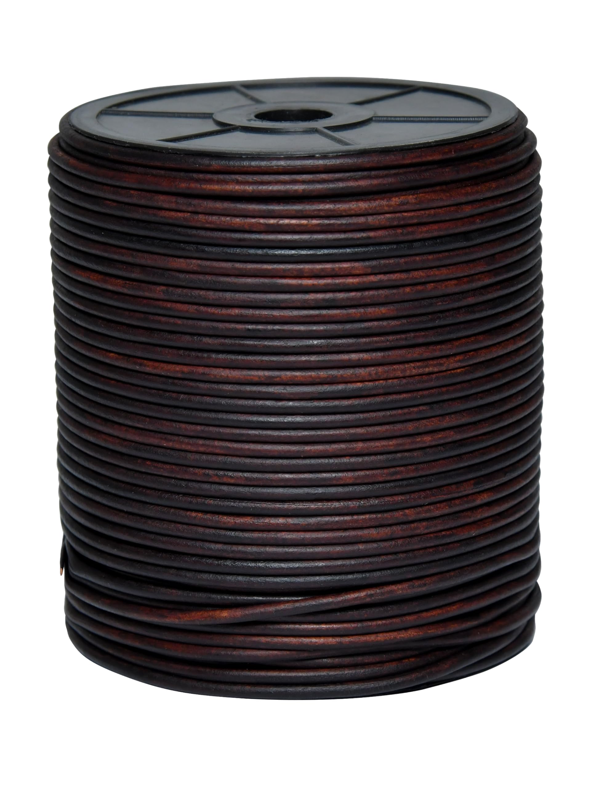 Cords Essentials Round Genuine Leather String Cord, Rope for Jewelry Making, Necklaces, Bracelets, Kumihimo Braiding, Wraps, Crafts and Hobby Projects (Distressed Light Brown, 3.0 MM)