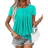 VahRuta Women's Short Sleeve Tunic Tops Scoop Neck Banded Bottom Summer T Shirt for Leggings
