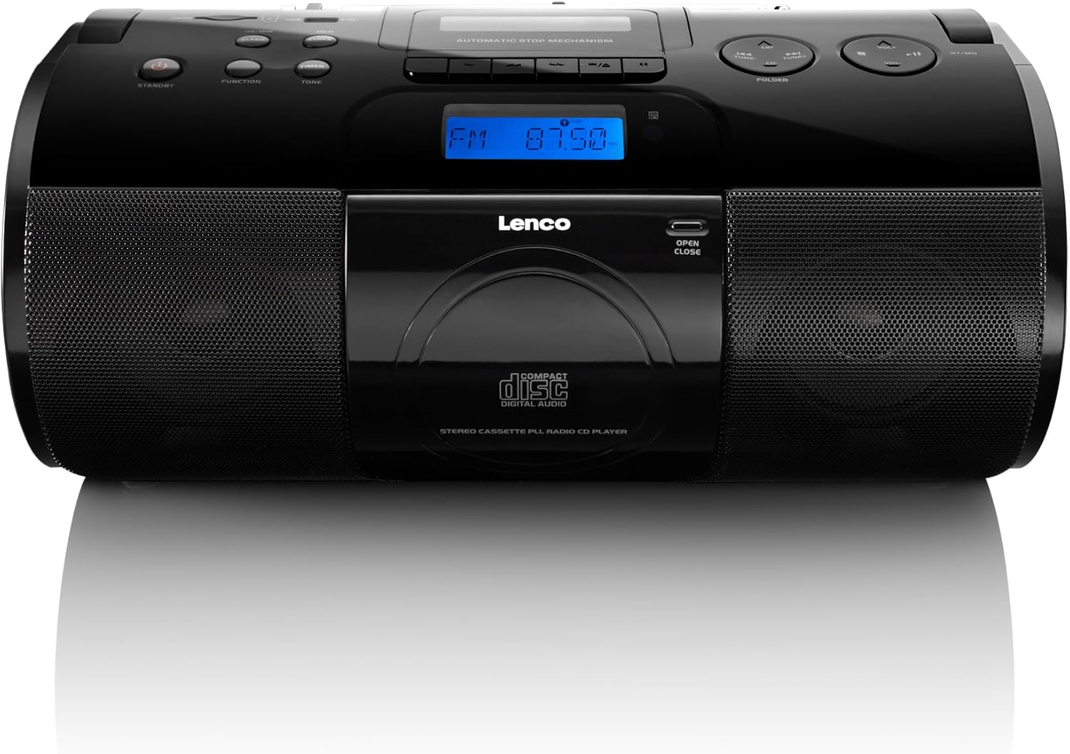Lenco SCD1000 Boombox with Radio and CD/MP3 Player Cassette Player SD