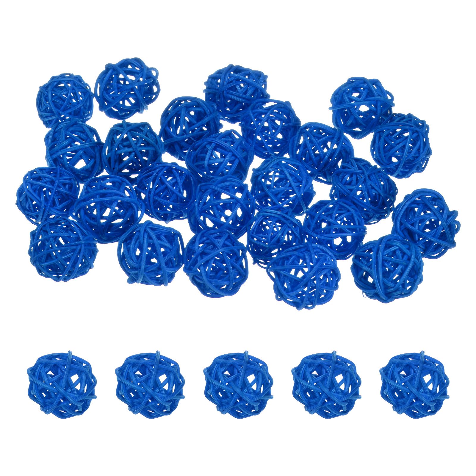 M METERXITY 25-Pack Wicker Rattan Balls 30mm/1.2 Inch Decorative Rattan Balls Orbs Vase Fillers Bowl Fillers for Christmas/Weddings/Thanksgiving/DIY Crafts/Home Decor [Dark Blue]