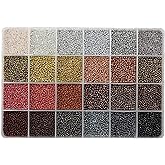 VOOMOLOVE 12/0 Glass Seed Beads About 15600pcs 24 Colors 2mm Loose Seed Beads Kit Bracelet Making with 24-Grid Plastic Storage Box for Jewelry Making