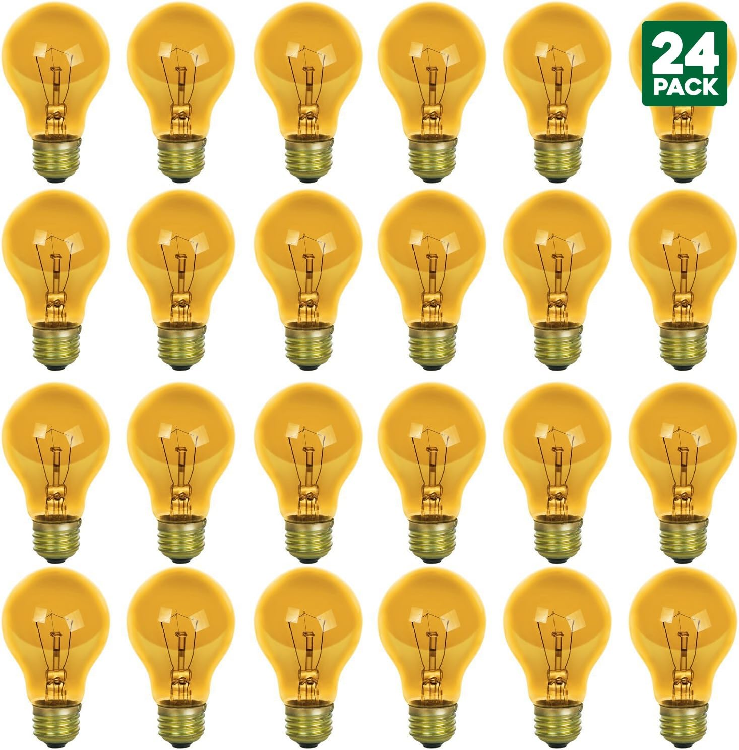 24 Pack of Sunlite 25 watt Transparent Yellow Colored Incandescent Light Bulb