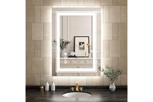 WTTY LED Bathroom Mirror 20"x 28" with Backlit and Front Light,Dimmable LED Mirror for Bathroom,Anti-Fog Lighted Bathroom Vanity Mirror Modern for Wall,Memory Function,Shatter-Proof