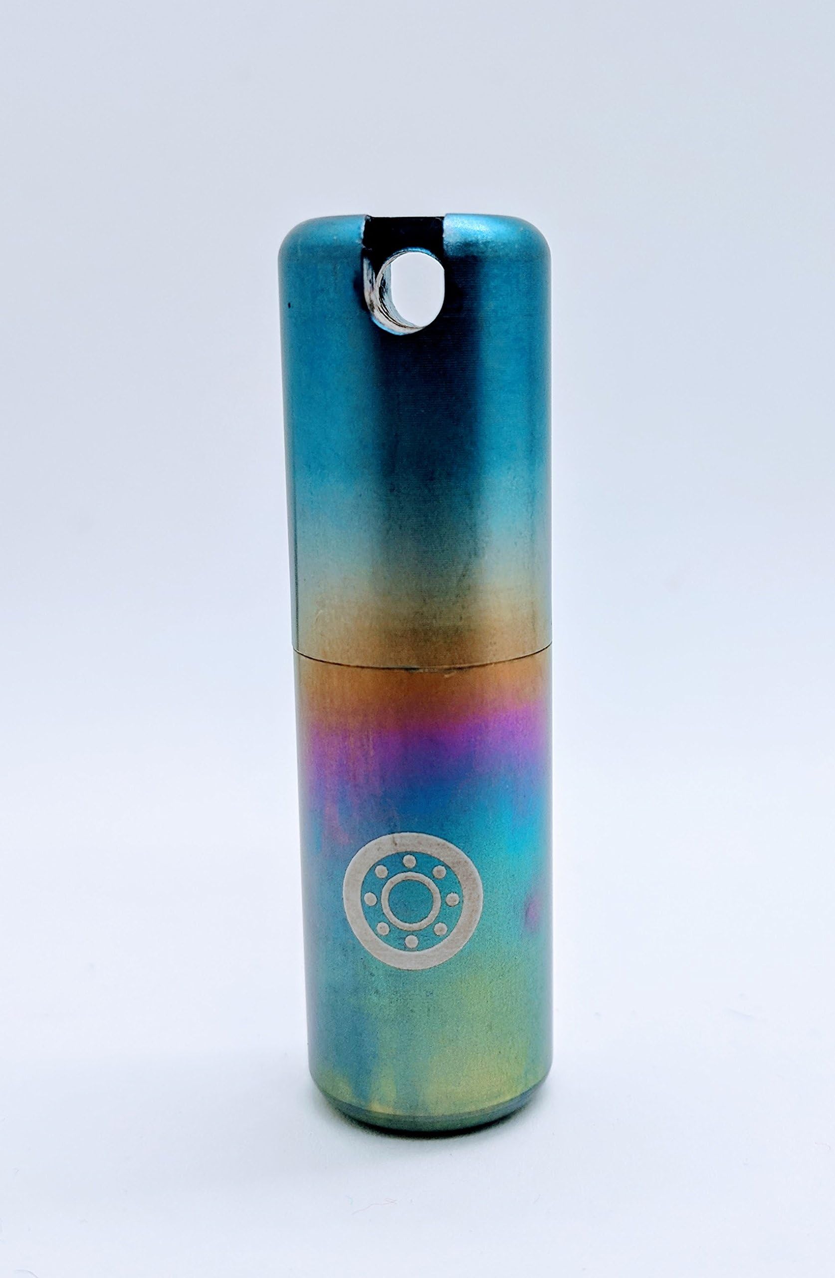 CLOSS Titanium Single Chamber Rainbow Pill Holder/Container Keychain Waterproof Emergency Aspirin