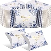 Haomian 100 PCS 4.5Inch x 3.5Inch Kraft Paper Pillow Gift Boxes Candy Treat Gift Box Wedding Party Goodie Boxes Sweet Bags Thank You Box for Wedding Bridal Shower Baby Shower Birthday Party Supplies