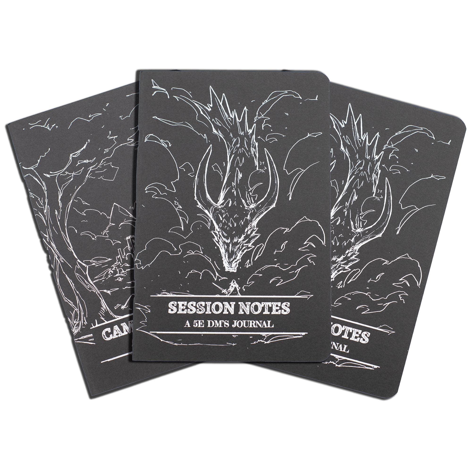 Dungeon Master Journal Pack: Black, RPG Campaign Planning Notebooks Includes 1 DM Campaign Journal + 2 Session Journals for 5e Roleplaying Tabletop Games