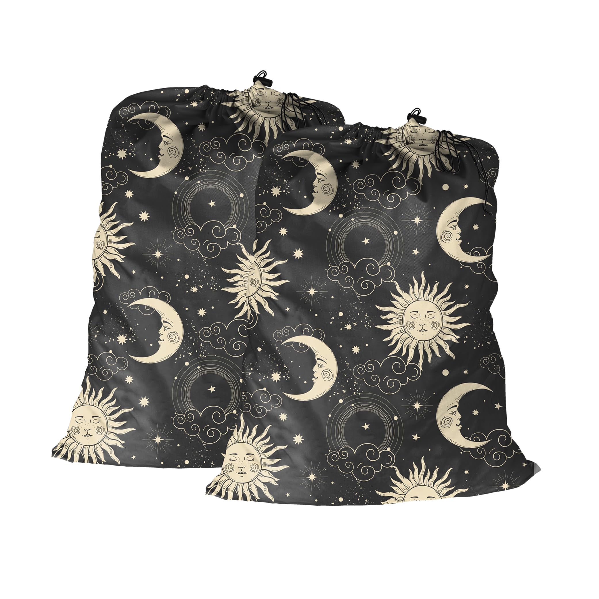 Maishijie 2 Pack Cotton Canvas Heavy Duty Laundry Bag, 17.7”x 25.6", Highly Durable,Toys Storage Bag, Dirty Clothes Bag, Draw-Cord with Cord-Lock, Machine Washable and Reusable, Black