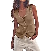 Beautiful Nomad Women's Knit Sweater Vest Sleeveless Tank Tops Casual Y2K Button Down Cardigan Vest Shirts