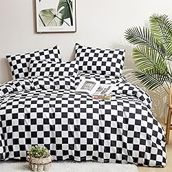 Luxlovery Black Checker Comforter Set Cal King