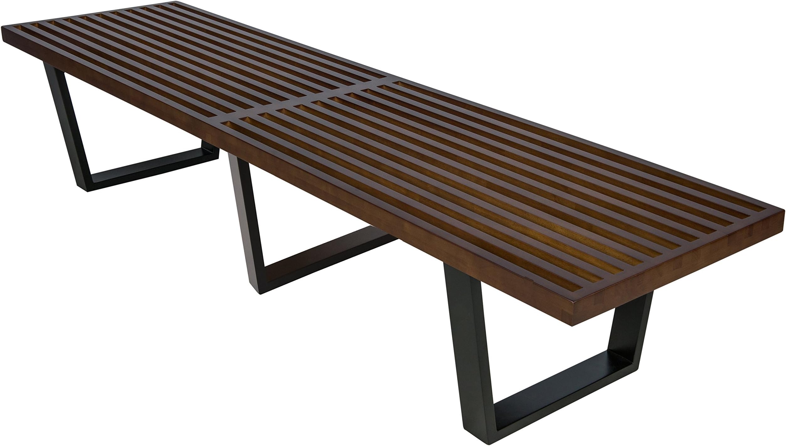 LeisureMod Mid-Century Modern Inwood Platform Bench, 6', Dark Walnut