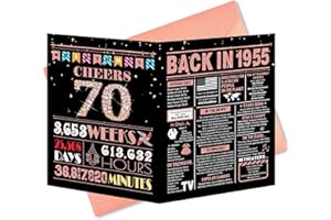 BGTCARDS 70th Birthday Card, 70th Birthday Decorations for Women, 70th Birthday Gifts for Mom, Back in 1955 Birthday Card, Rose Gold