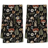 CIAIDU Mushroom Fern Bath Hand Towels for Bathroom Decorative,Forest Plants Witchcraft Soft Absorbent Hand Towels for Kitchen Home Gym Beach 16"x24"