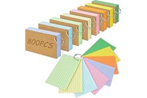 ANSTEEP 800 PCS Index Cards, 3x5 Inches Colored Flash Cards with Ring, Lined Notecards Ruled Study Card Flashcards Heavy Note Cards for Studying, Learning, School, College…